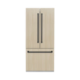 ZLINE Autograph Edition 36 in. 19.6 cu. ft. Panel Ready French Door Built-In Bottom Freezer Refrigerator with Water Dispenser and Ice Maker with Graphite Gray Interior and Matte Black Accents (GRBIVZ-36-MB)