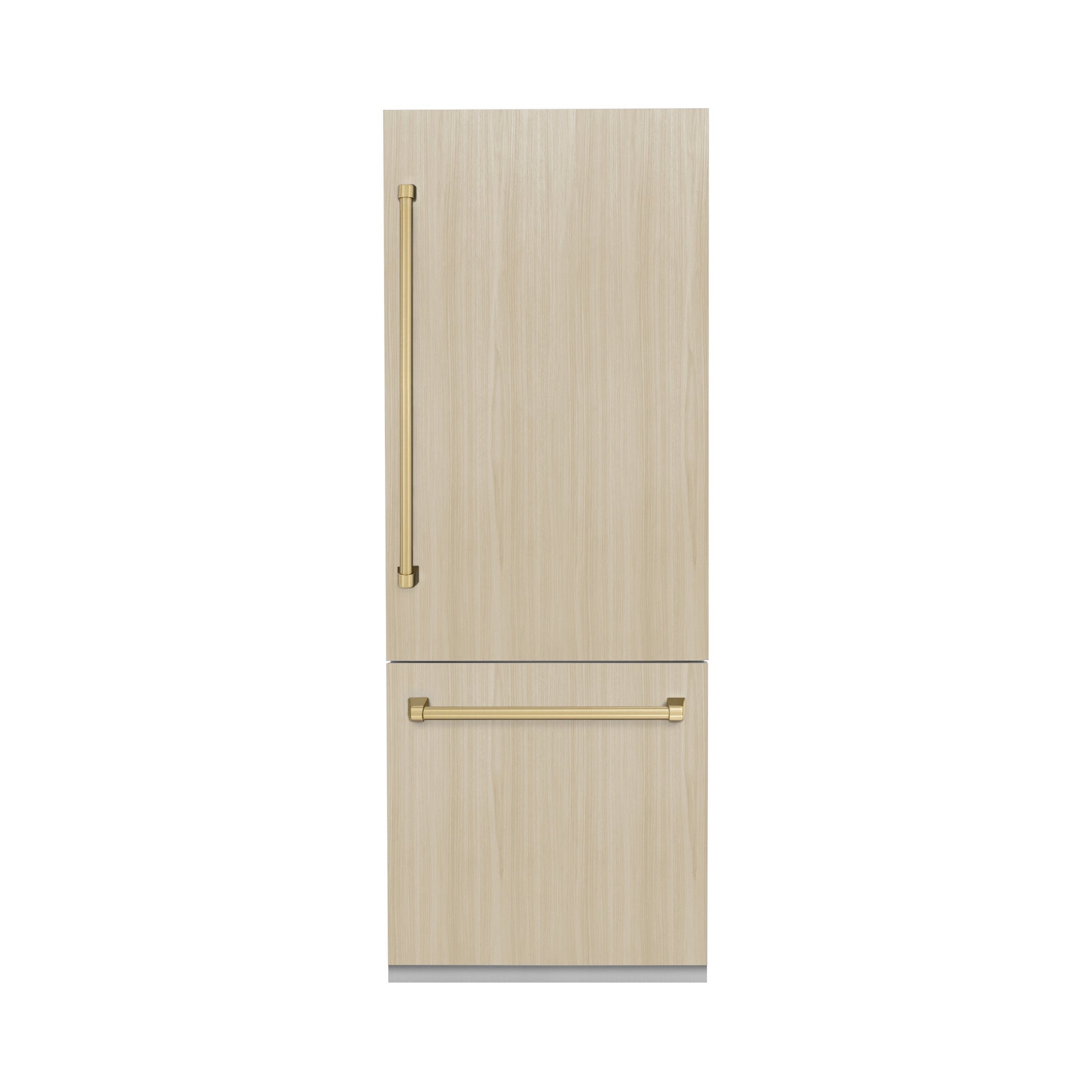ZLINE Autograph Edition 30 in. 16.1 cu. ft. Panel Ready Built-In Bottom Freezer Refrigerator with Water Dispenser and Ice Maker with Champagne Bronze Accents (RBIVZ-30-CB)