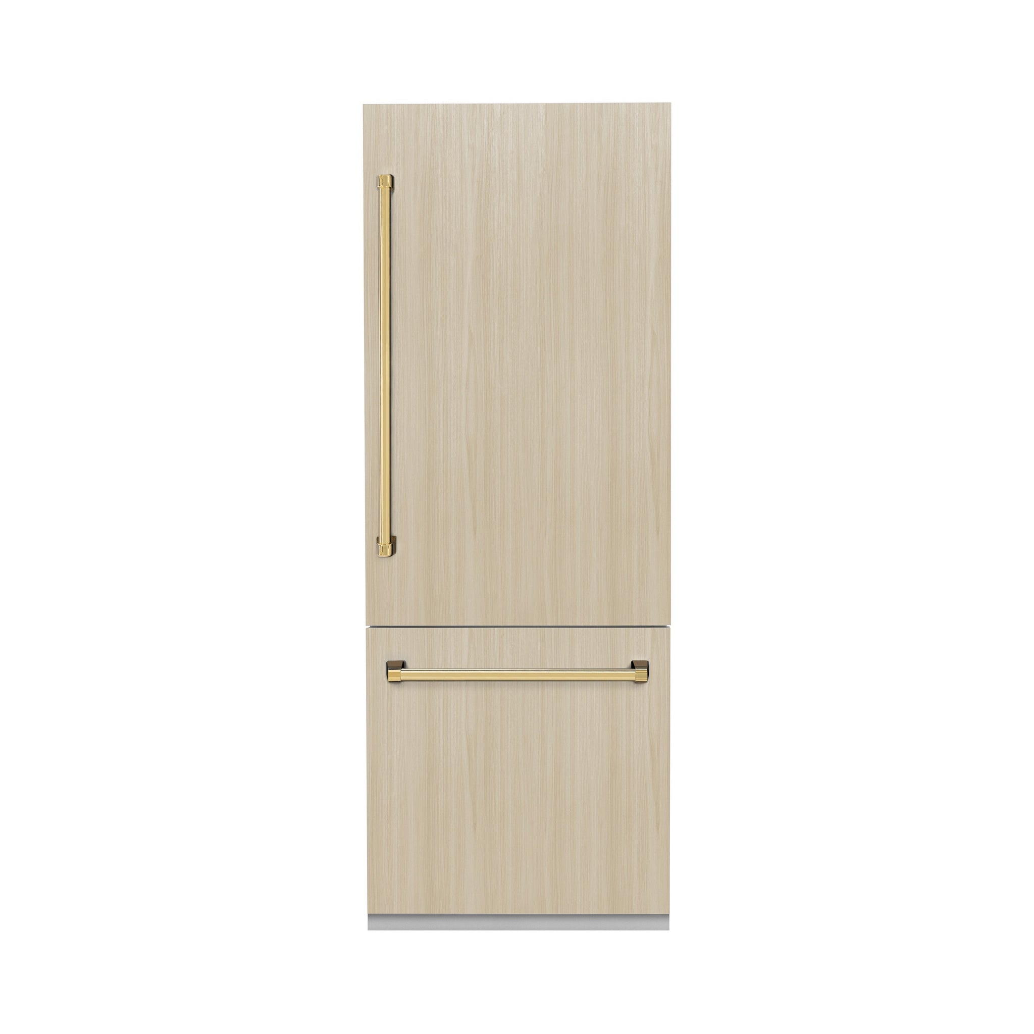 ZLINE Autograph Edition 30 in. 16.1 cu. ft. Panel Ready Built-In Bottom Freezer Refrigerator with Water Dispenser and Ice Maker with Polished Gold Accents (RBIVZ-30-G)