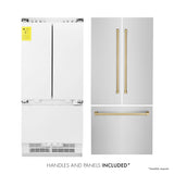 ZLINE Autograph Edition 36 in. 19.6 cu. ft. French Door Built-In Bottom Freezer Refrigerator with Water Dispenser and Ice Maker in Stainless Steel with Champagne Bronze Accents (RBIVZ-304-36-CB)