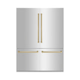 ZLINE Autograph Edition 60 in. 32.2 cu. ft. French Door Built-In Bottom Freezer Refrigerator with Water Dispenser and Ice Maker in Stainless Steel with Champagne Bronze Accents (RBIVZ-304-60-CB)