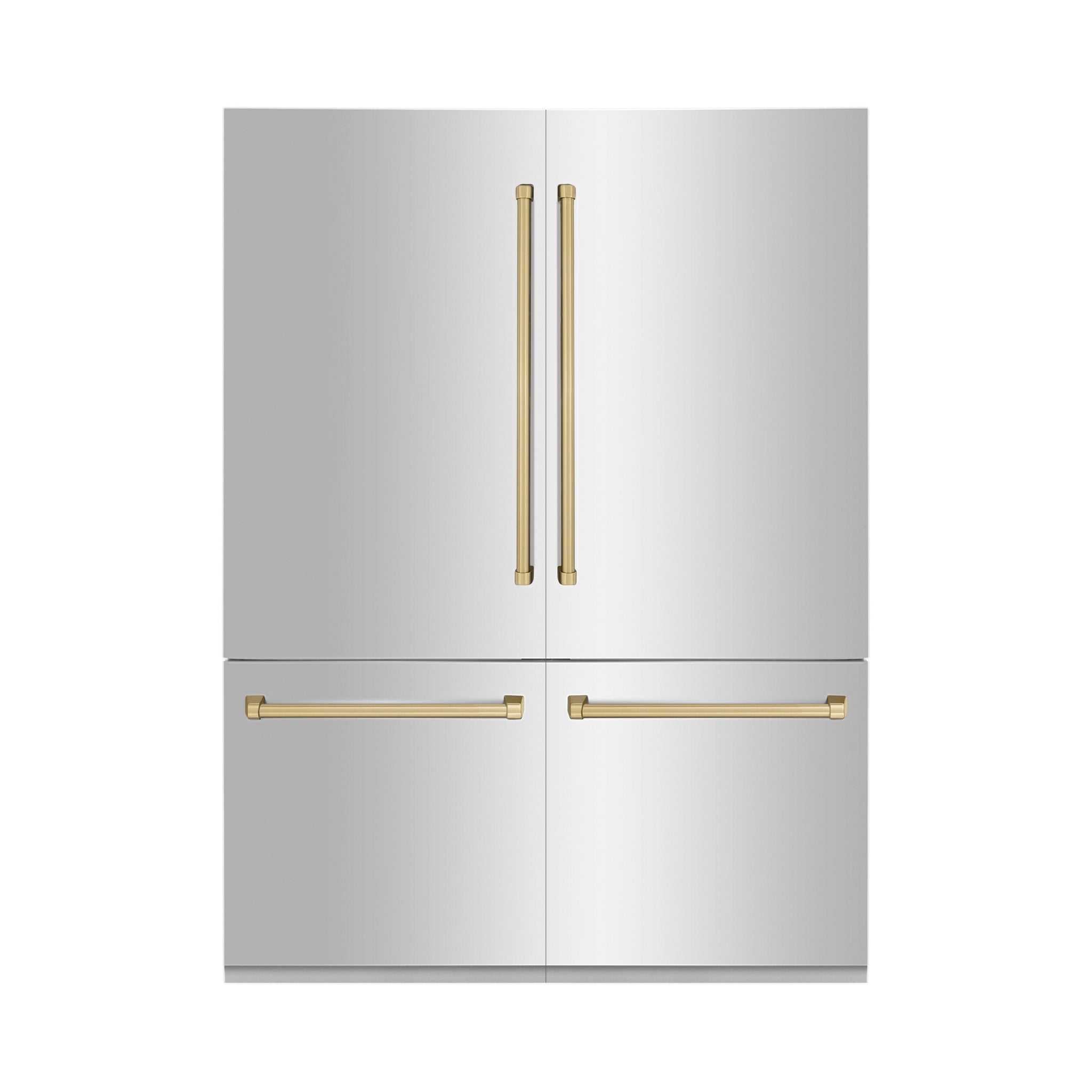 ZLINE Autograph Edition 60 in. 32.2 cu. ft. French Door Built-In Bottom Freezer Refrigerator with Water Dispenser and Ice Maker in Stainless Steel with Champagne Bronze Accents (RBIVZ-304-60-CB)