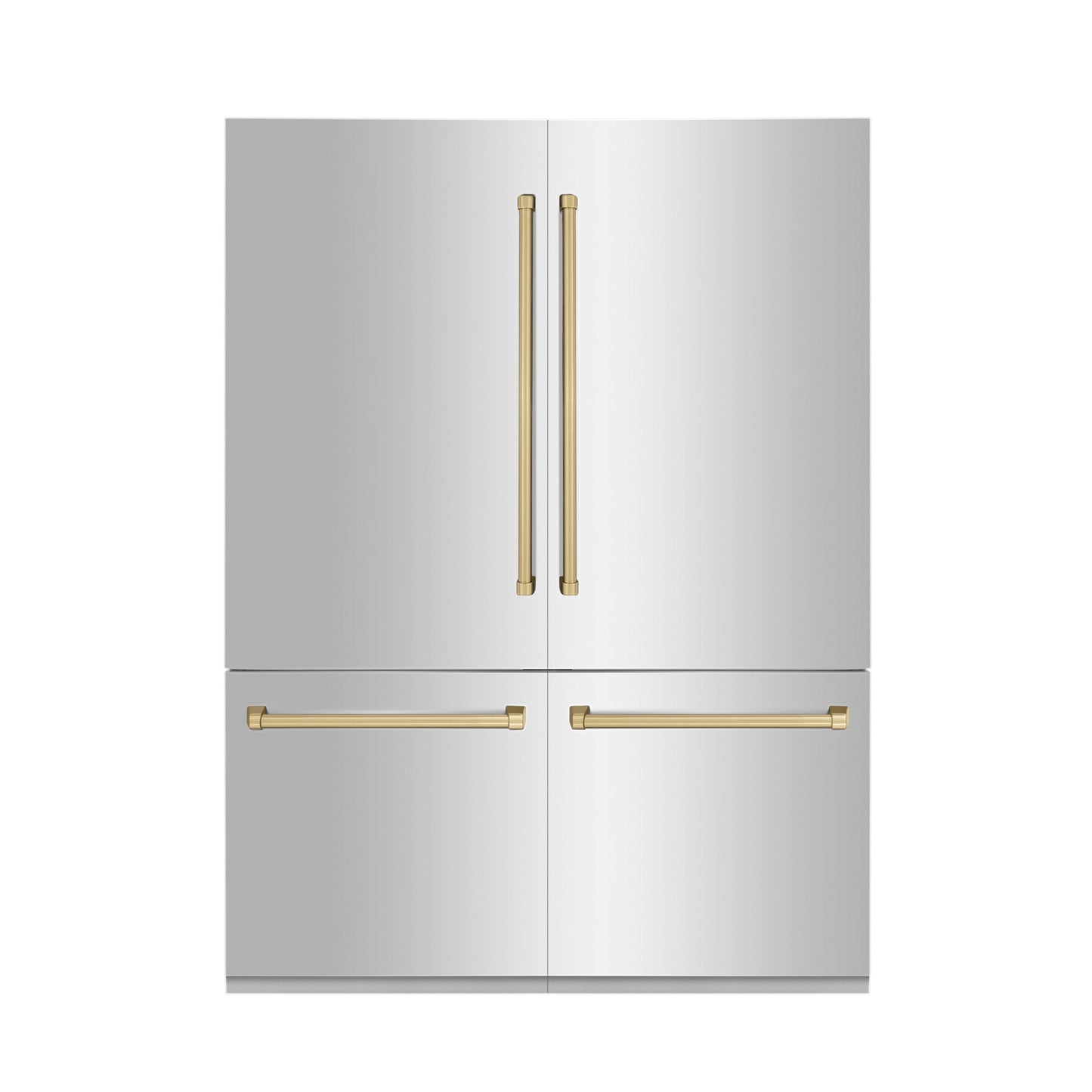ZLINE Autograph Edition 60 in. 32.2 cu. ft. French Door Built-In Bottom Freezer Refrigerator with Water Dispenser and Ice Maker in Stainless Steel with Champagne Bronze Accents (RBIVZ-304-60-CB)