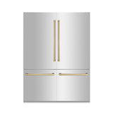 ZLINE Autograph Edition 60 in. 32.2 cu. ft. French Door Built-In Bottom Freezer Refrigerator with Water Dispenser and Ice Maker in Stainless Steel with Champagne Bronze Accents (RBIVZ-304-60-CB)
