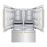 ZLINE Autograph Edition 60 in. 32.2 cu. ft. French Door Built-In Bottom Freezer Refrigerator with Water Dispenser and Ice Maker in Stainless Steel with Champagne Bronze Accents (RBIVZ-304-60-CB)