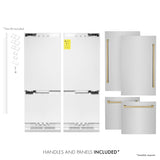 ZLINE Autograph Edition 60 in. 32.2 cu. ft. French Door Built-In Bottom Freezer Refrigerator with Water Dispenser and Ice Maker in Stainless Steel with Champagne Bronze Accents (RBIVZ-304-60-CB)