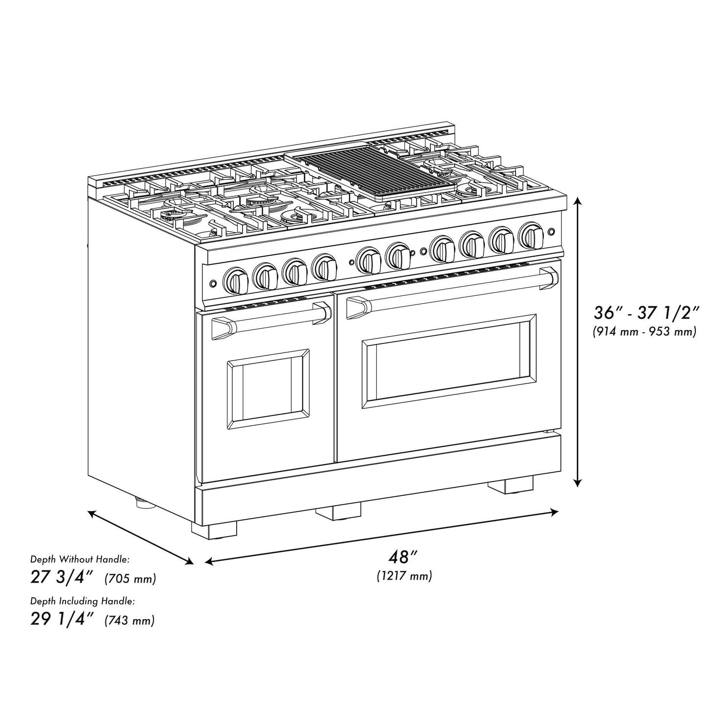 ZLINE Autograph Edition 48 in. 6.7 cu. ft. Classic Double Oven Gas Range with 8 Burner Cooktop in Satin Stainless Steel with White Matte Doors and Champagne Bronze Accents (CGRSZ-WM-48-CB)