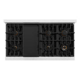 ZLINE Autograph Edition 48 in. 6.7 cu. ft. Classic Double Oven Gas Range with 8 Burner Cooktop in Satin Stainless Steel with White Matte Doors and Champagne Bronze Accents (CGRSZ-WM-48-CB)