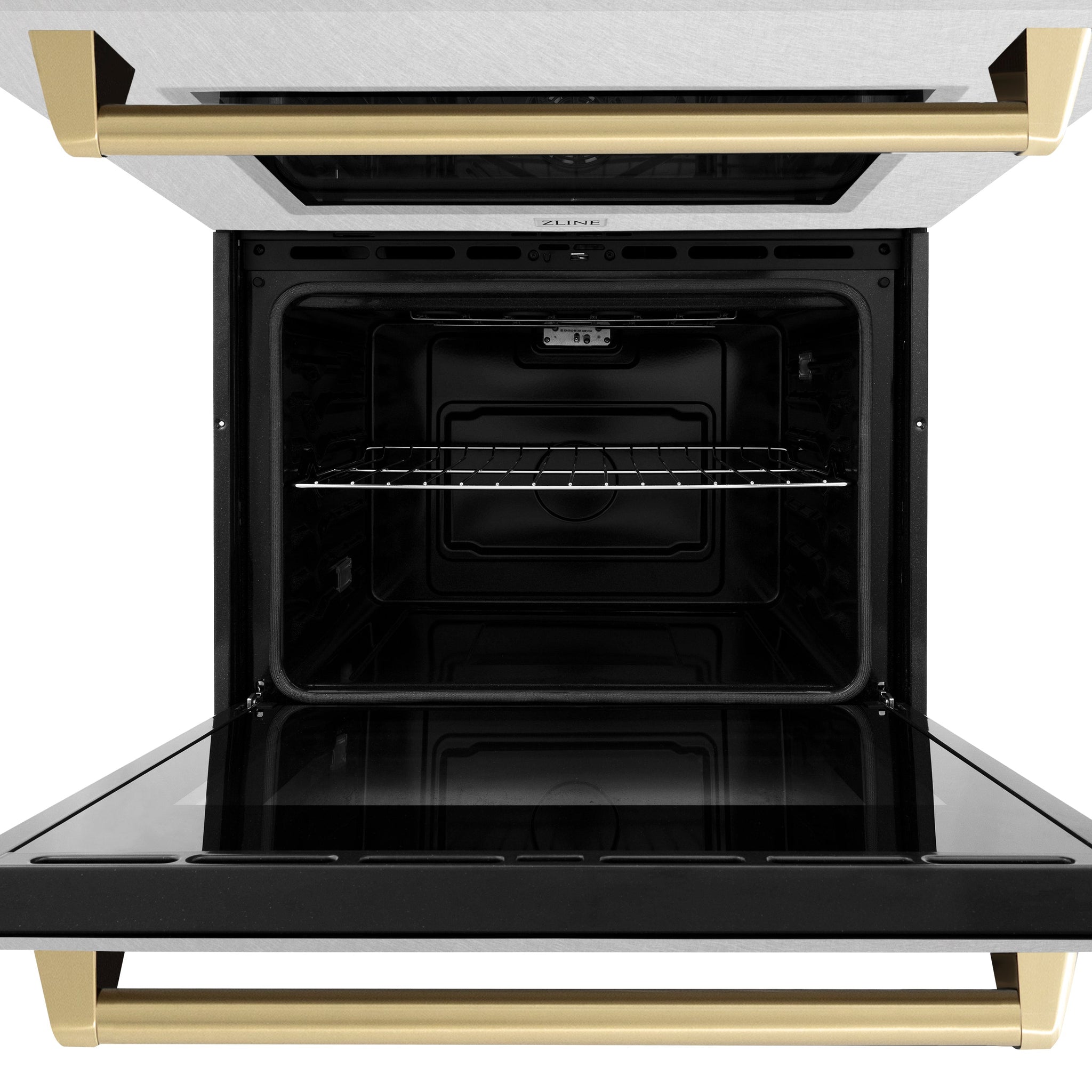 ZLINE 30 in. Autograph Edition Professional True Convection Double Wall Oven with Air Fry and Self Clean in Satin Stainless Steel with Champagne Bronze Handles (WADSZ-30-CB)