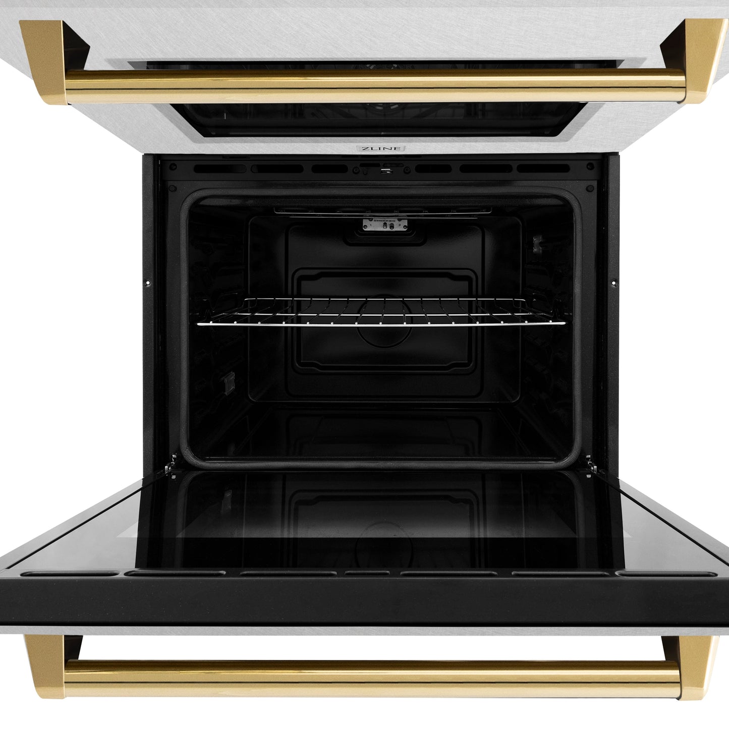 ZLINE 30 in. Autograph Edition Professional True Convection Double Wall Oven with Air Fry and Self Clean in Satin Stainless Steel with Polished Gold Handles (WADSZ-30-G)