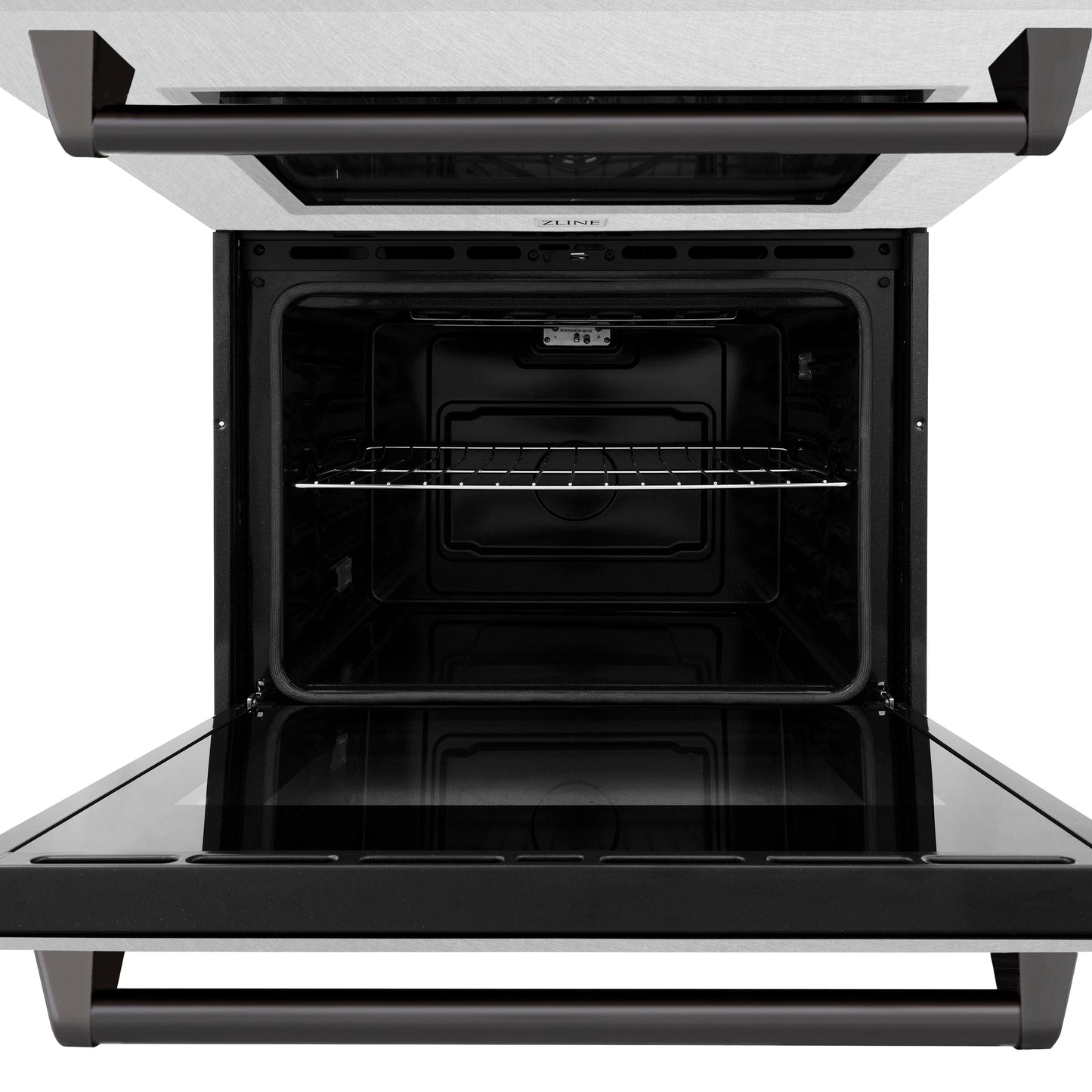 ZLINE 30 in. Autograph Edition Professional True Convection Double Wall Oven with Air Fry and Self Clean in Satin Stainless Steel with Matte Black Handles (WADSZ-30-MB)