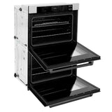ZLINE 30 in. Autograph Edition Professional True Convection Double Wall Oven with Air Fry and Self Clean in Satin Stainless Steel with Matte Black Handles (WADSZ-30-MB)