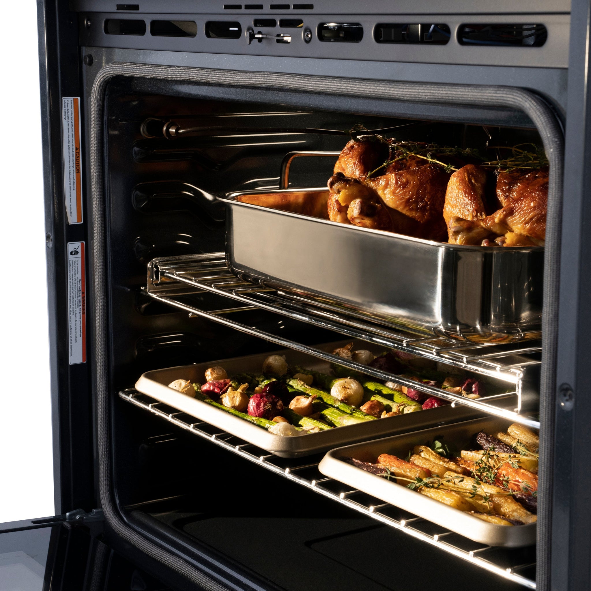ZLINE 30 in. Autograph Edition Professional True Convection Single Wall Oven with Air Fry and Self Clean in Satin Stainless Steel with Polished Gold Handle (WASSZ-30-G)
