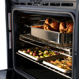 ZLINE 30 in. Autograph Edition Professional True Convection Single Wall Oven with Air Fry and Self Clean in Satin Stainless Steel with White Matte Door and Matte Black Handle (WASSZ-WM-30-MB)