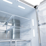 ZLINE Autograph Edition 36 in. 28.9 cu. ft. Standard-Depth French Door External Water Dispenser Refrigerator with Dual Ice Maker in Fingerprint-Resistant Stainless Steel and Matte Black Traditional Handles (RSMZ-W-36-MB)