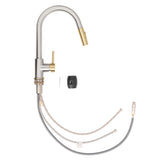 ZLINE Autograph Edition Gemini Pull Down Single Handle Kitchen Faucet in Brushed Nickel and Champagne Bronze (GEM-KF-ZBNCB)