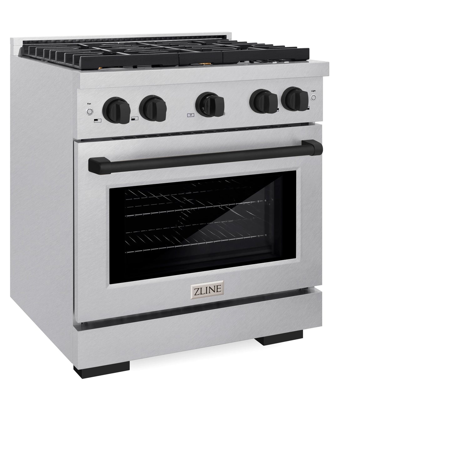 ZLINE Autograph Edition 30 in. 4.2 cu. ft. Paramount Dual Fuel Range with 4 Burner Gas Cooktop and Electric Convection Oven in Satin Stainless Steel with Matte Black Accents (SDRSZ-30-MB)