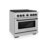 ZLINE Autograph Edition 36 in. 5.2 cu. ft. Paramount Dual Fuel Range with 6 Burner Gas Cooktop and Electric Convection Oven in Satin Stainless Steel with Matte Black Accents (SDRSZ-36-MB)