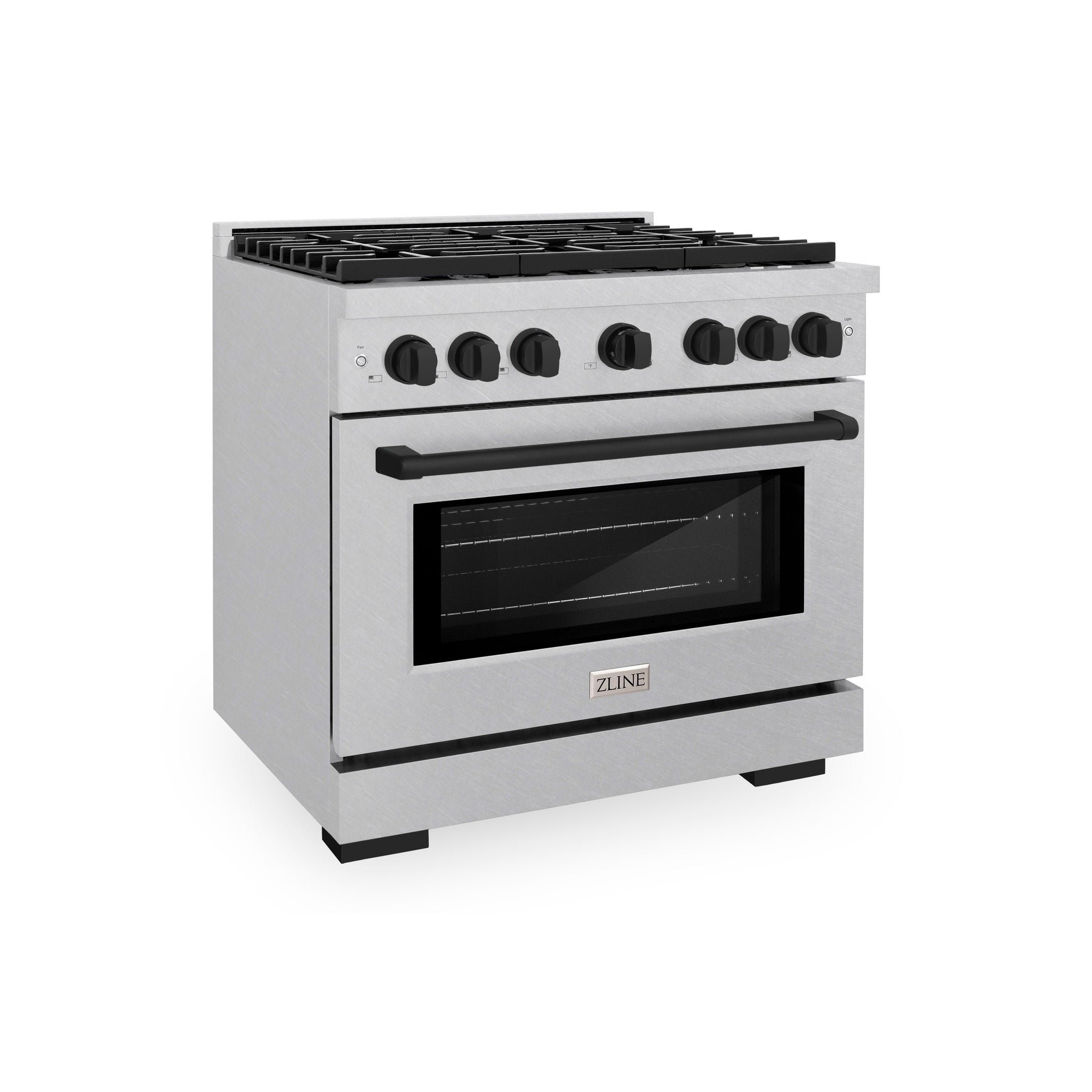 ZLINE Autograph Edition 36 in. 5.2 cu. ft. Paramount Dual Fuel Range with 6 Burner Gas Cooktop and Electric Convection Oven in Satin Stainless Steel with Matte Black Accents (SDRSZ-36-MB)