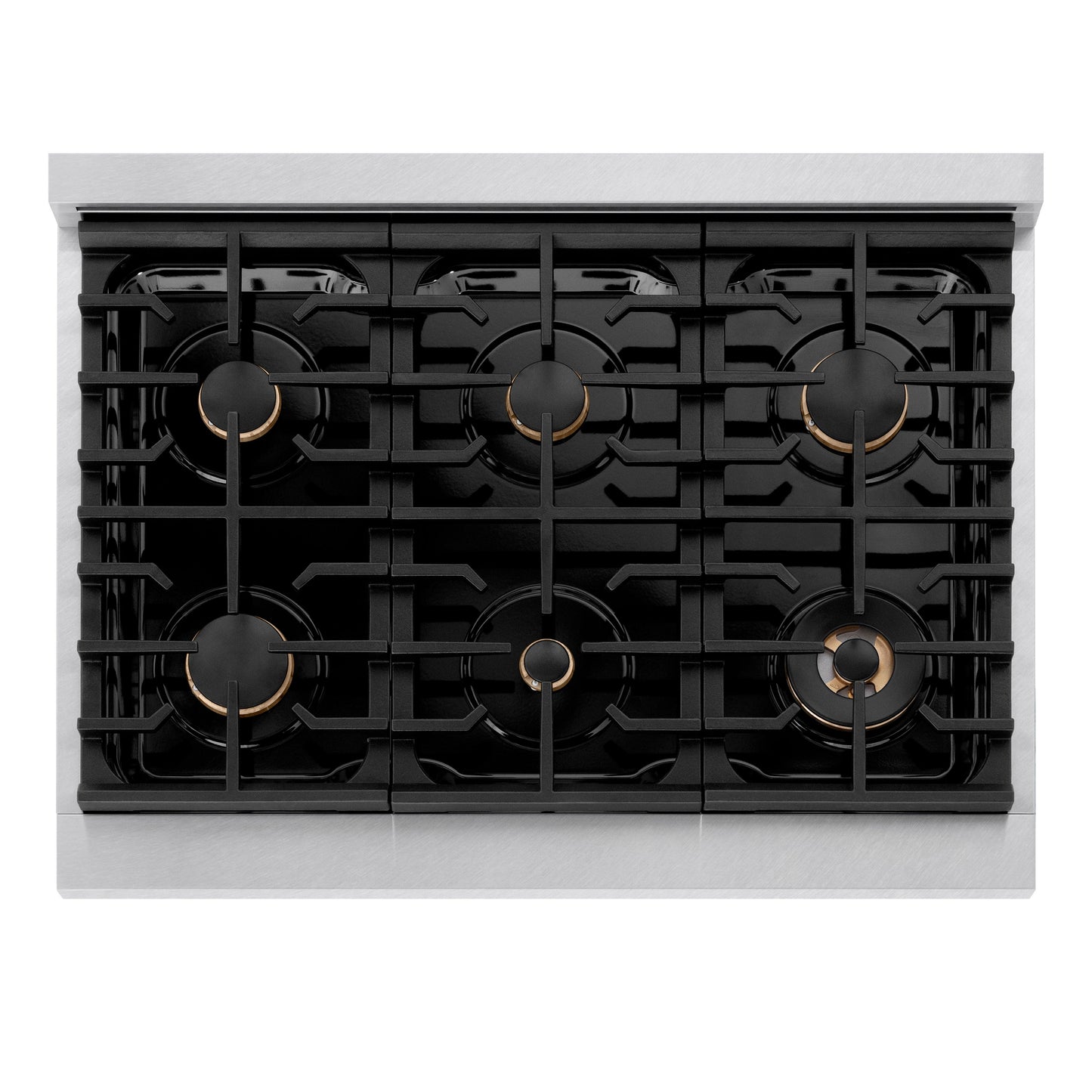 ZLINE Autograph Edition 36 in. 5.2 cu. ft. Paramount Dual Fuel Range with 6 Burner Gas Cooktop and Electric Convection Oven in Satin Stainless Steel with Matte Black Accents (SDRSZ-36-MB)