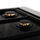 ZLINE Autograph Edition 36 in. 4.6 cu. ft. Legacy Dual Fuel Range with 6 Burner Gas Cooktop and Electric Convection Oven in Satin Stainless Steel with Black Matte Door and Champagne Bronze Accents (RASZ-BLM-36-CB)