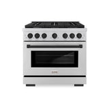 ZLINE Autograph Edition 36 in. 5.2 cu. ft. Paramount Gas Range with 6 Burner Cooktop and Convection Gas Oven in Stainless Steel and Matte Black Accents (SGRZ-36-MB)