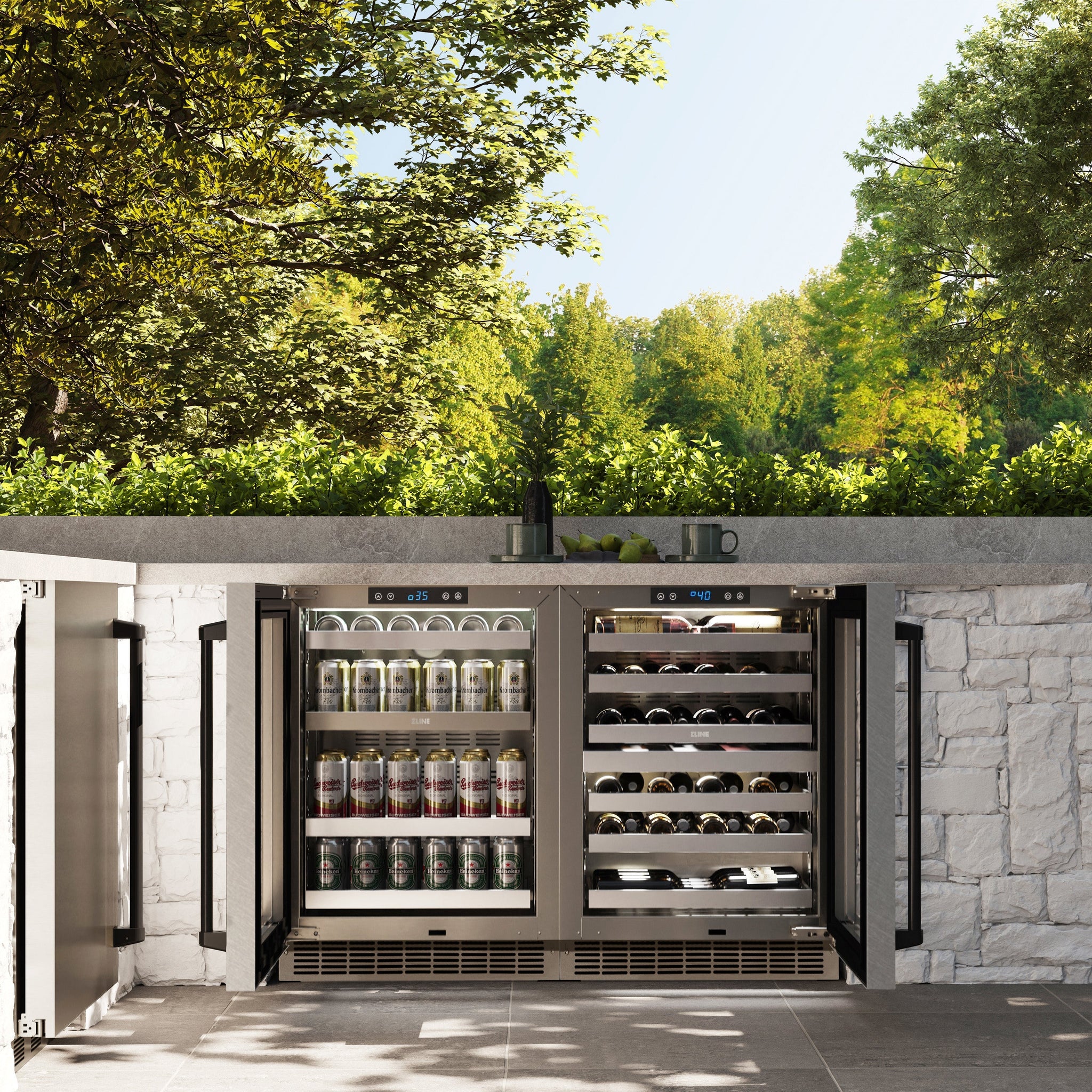 ZLINE Autograph Edition 24 in. Touchstone Dual Zone 44 Bottle Wine Cooler with Satin Stainless Steel Glass Door and Matte Black Handle (RWDOZ-SN-24-MB)