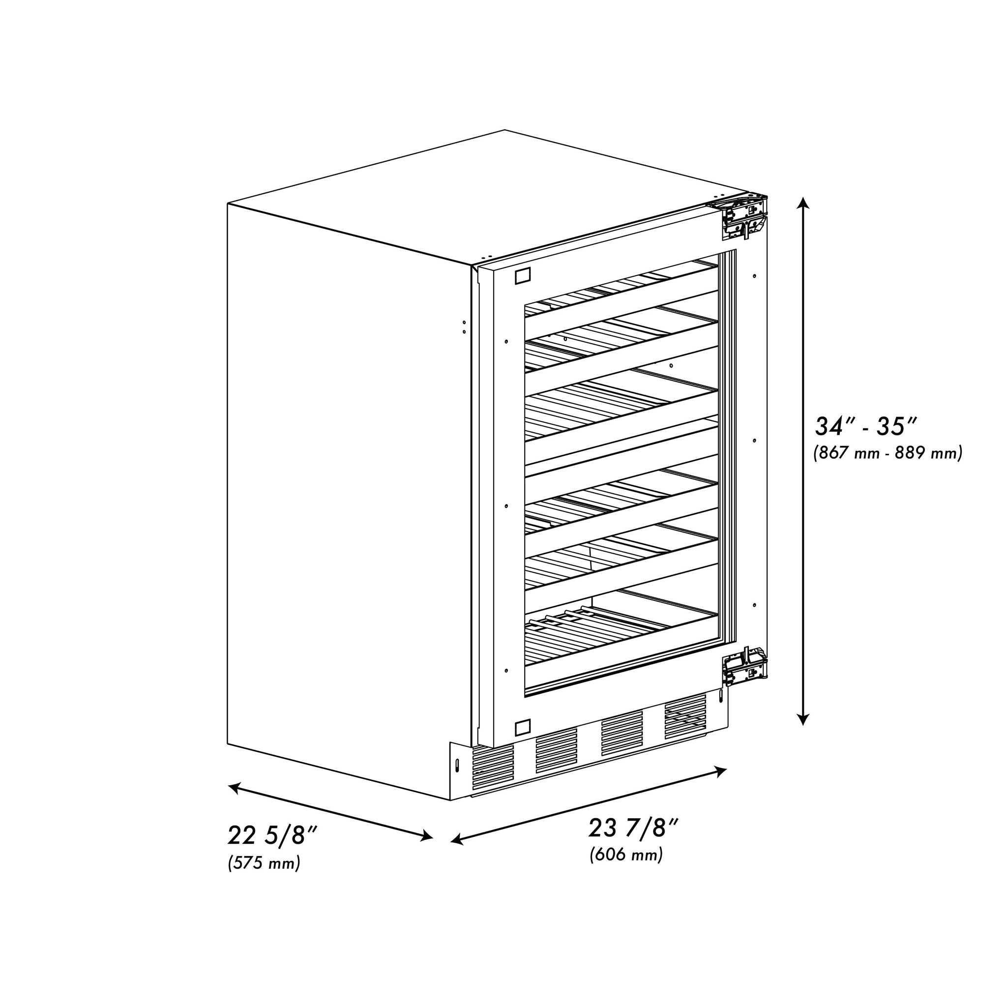 ZLINE 24 In. Touchstone Wine Cooler with Panel-Ready Glass Door and Champagne Bronze Handle (RWDPOZ-24-CB)