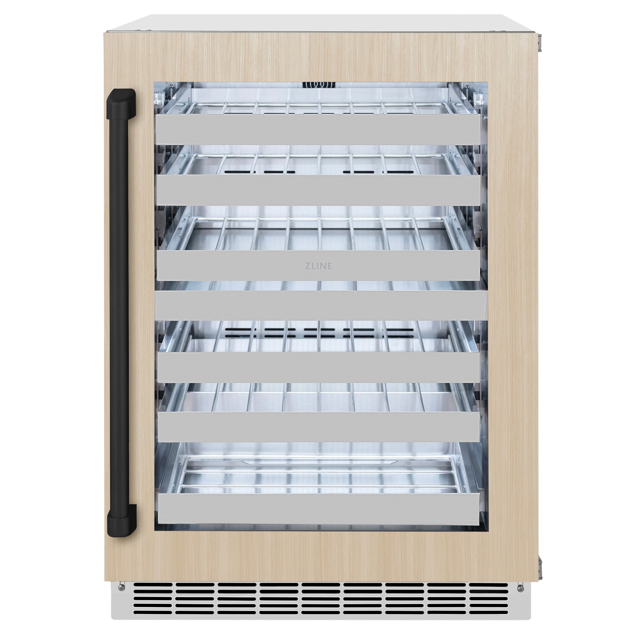 ZLINE 24 In. Touchstone Wine Cooler with Panel-Ready Glass Door and Matte Black Handle (RWDPOZ-24-MB)