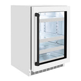 ZLINE Autograph Edition 24 in. Touchstone Dual Zone 44 Bottle Wine Cooler With White Matte Glass Door And Matte Black Handle (RWDOZ-WM-24-MB)