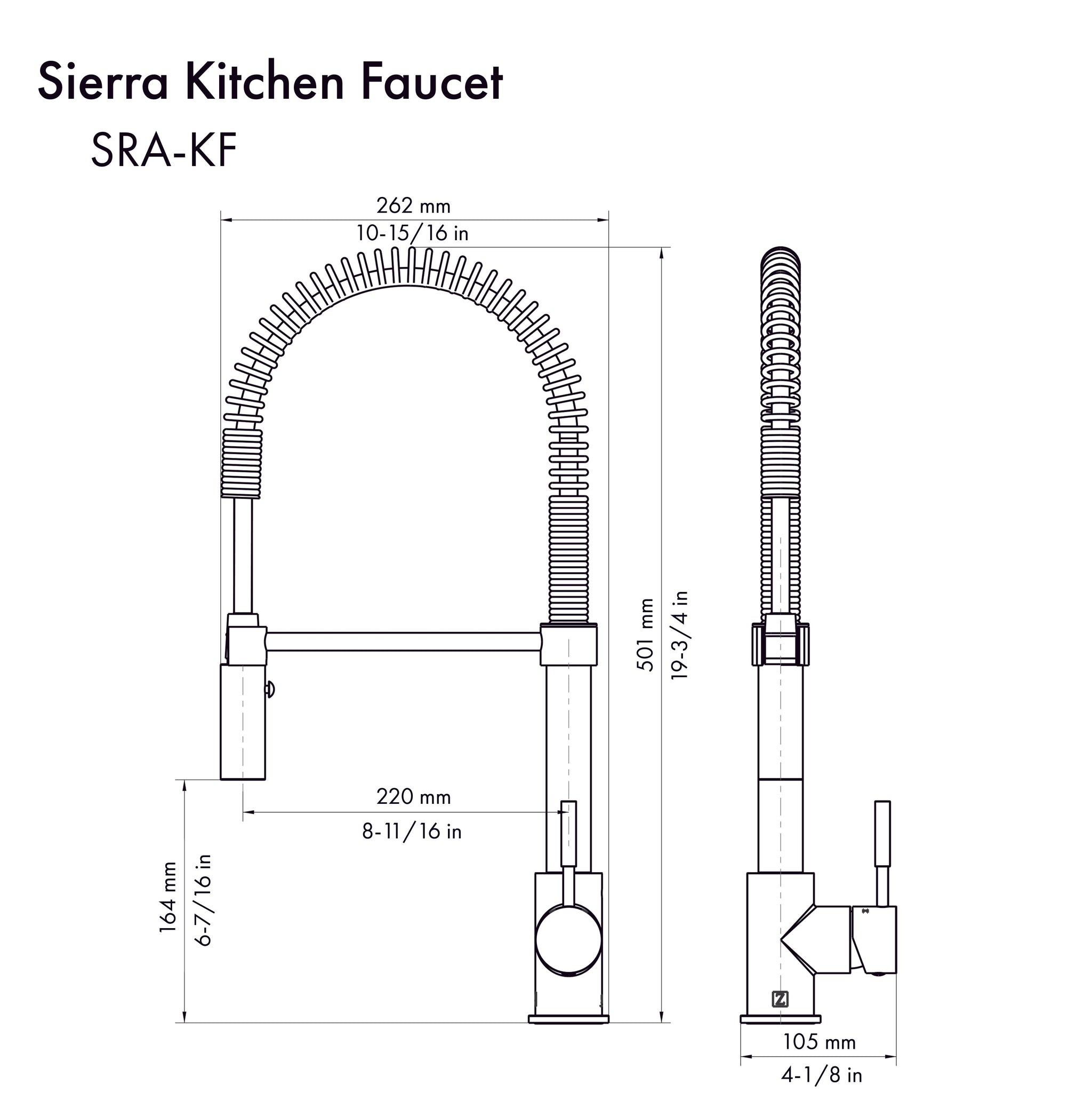 ZLINE Autograph Edition Sierra Pull Down Spring Single Handle Kitchen Faucet in Brushed Nickel and Champagne Bronze (SRA-KF-ZBNCB)