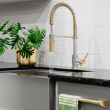 ZLINE Autograph Edition Sierra Pull Down Spring Single Handle Kitchen Faucet in Brushed Nickel and Champagne Bronze (SRA-KF-ZBNCB)