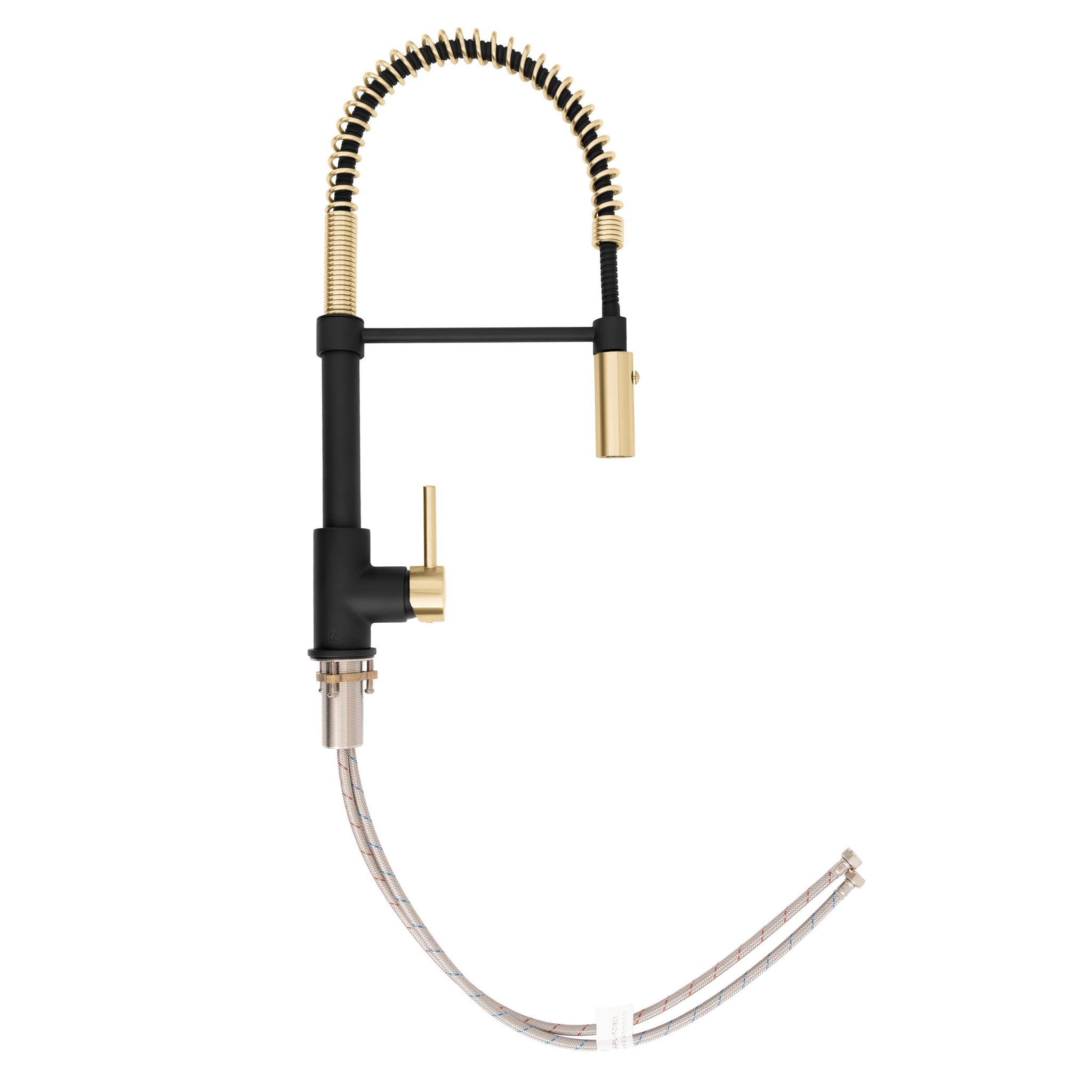 ZLINE Autograph Edition Sierra Pull Down Spring Single Handle Kitchen Faucet in Matte Black and Champagne Bronze (SRA-KF-ZMBCB)