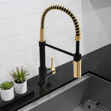 ZLINE Autograph Edition Sierra Pull Down Spring Single Handle Kitchen Faucet in Matte Black and Champagne Bronze (SRA-KF-ZMBCB)