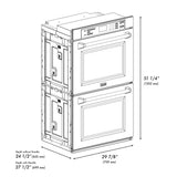 ZLINE 30 in. Autograph Edition Professional True Convection Double Wall Oven with Air Fry and Self Clean in Stainless Steel with Matte Black Handles (WADZ-30-MB)