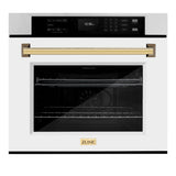 ZLINE 30 in. Autograph Edition Professional True Convection Single Wall Oven with Air Fry and Self Clean in Stainless Steel with White Matte Door and Polished Gold Handle (WASZ-WM-30-G)