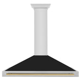 ZLINE 48 in. Autograph Edition Convertible Stainless Steel Range Hood with Black Matte Shell and Polished Gold Handle (KB4STZ-BLM48-G)