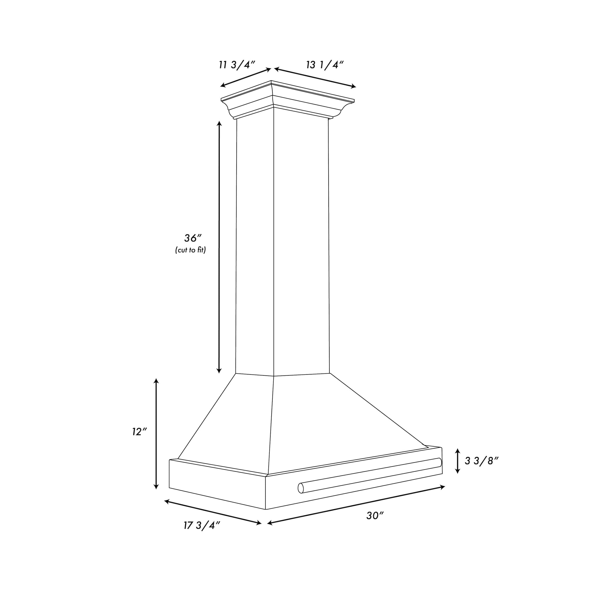 ZLINE 30 in. Autograph Edition Black Stainless Steel Wall Mount Range Hood With Champagne Bronze Handle (BSKB4Z-30-CB)
