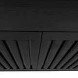 ZLINE 42" Convertible Wall Mount Range Hood in Black Stainless Steel with Set of 2 Charcoal Filters, LED lighting and Dishwasher-Safe Baffle Filters (BSKBN-CF-42)