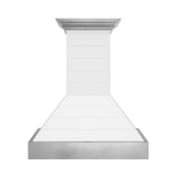 ZLINE 36 in. Wooden Wall Mount Range Hood in Rustic Shiplap Bright White Finish with Stainless Steel Accents (365WW-36)