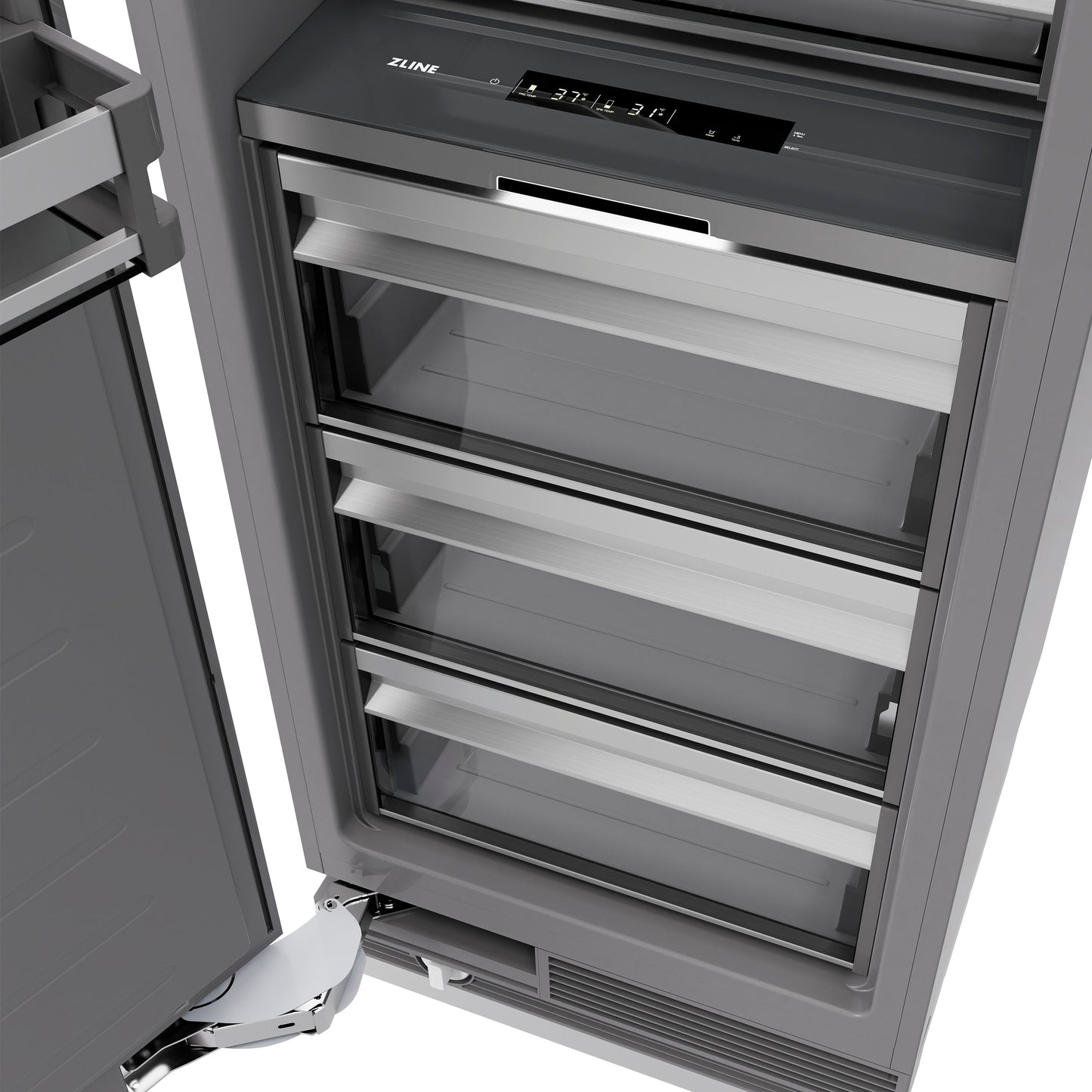 ZLINE 24 in. 12.5 cu. ft. Column Refrigerator in Black Stainless Steel with Graphite Gray Interior (RCRV-BS-24)