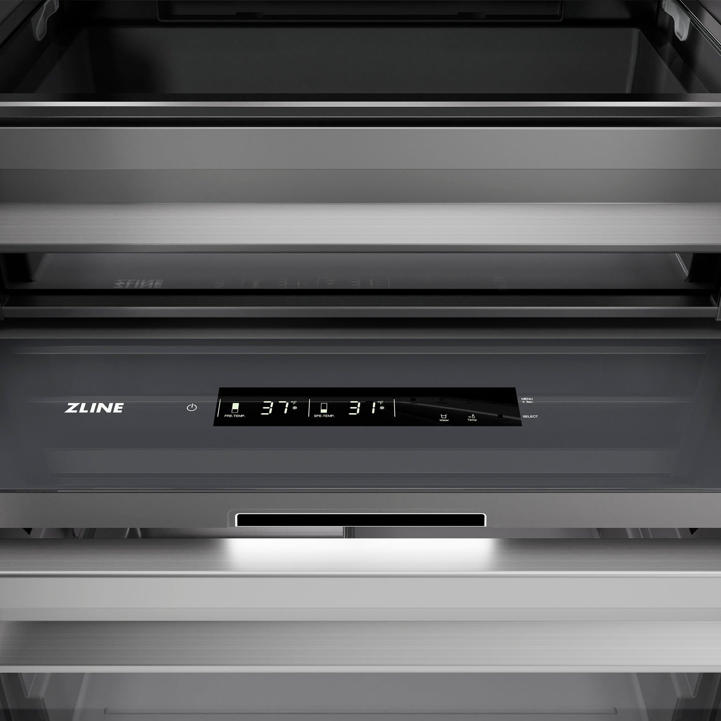 ZLINE 24 in. 12.5 cu. ft. Column Refrigerator in Black Stainless Steel with Graphite Gray Interior (RCRV-BS-24)