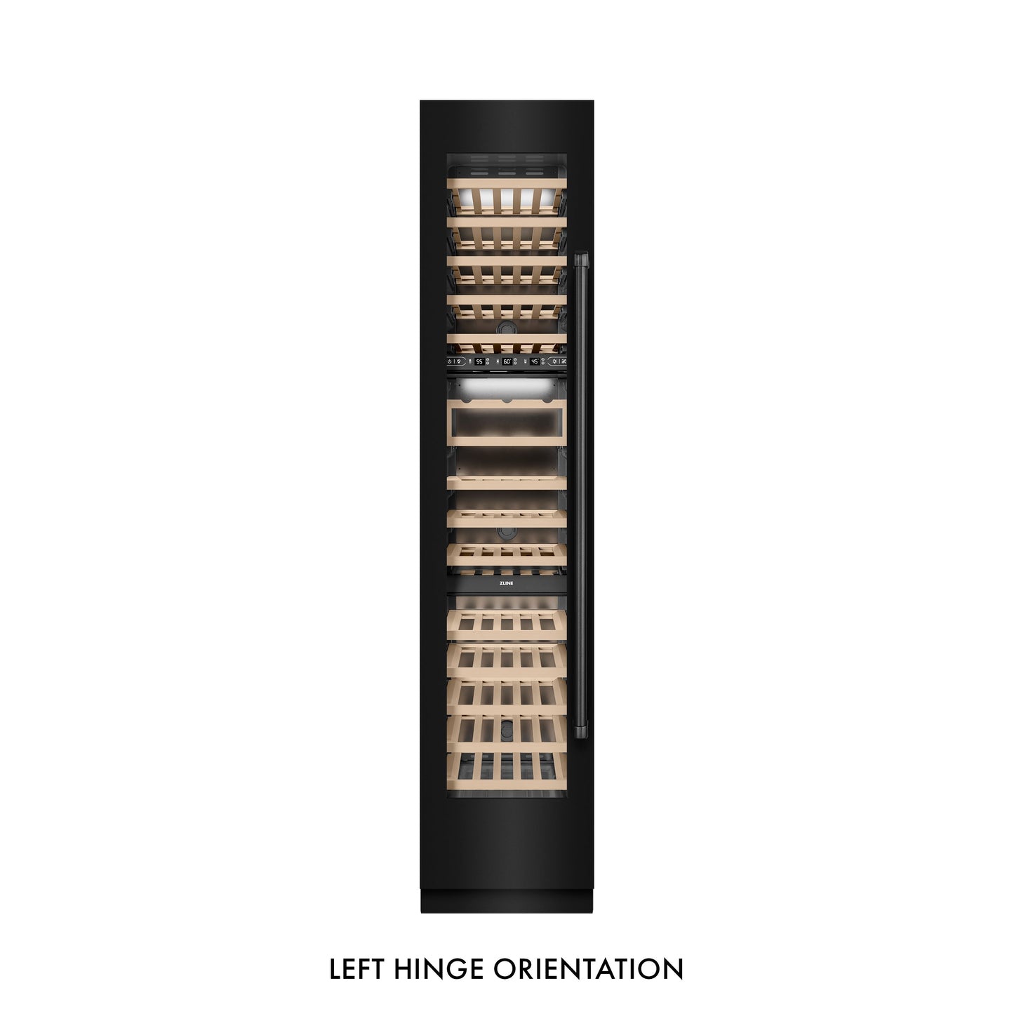 ZLINE 18 in. 9.0 cu. ft. Triple Zone 68 Bottle Left Hinge Column Wine Cooler in Black Stainless Steel (RCWVL-BS-18)