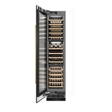 ZLINE Autograph Edition 18 in. 9.0 cu. ft. Triple Zone 68 Bottle Left Hinge Column Wine Cooler in Black Stainless Steel with Champagne Bronze Accents (RCWVLZ-BS-18-CB)