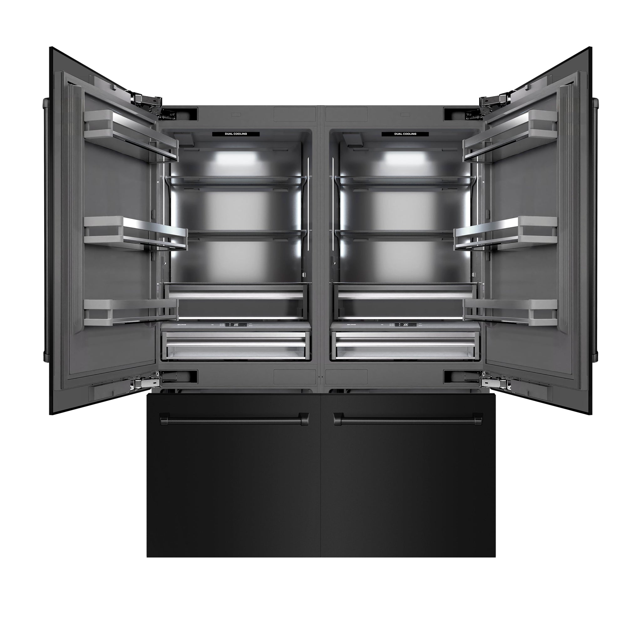 ZLINE 60 in. 32.2 cu. ft. French Door Built-In Bottom Freezer Refrigerator with Water Dispensers and Ice Makers in Black Stainless Steel with Graphite Gray Interior (GRBIV-BS-60)