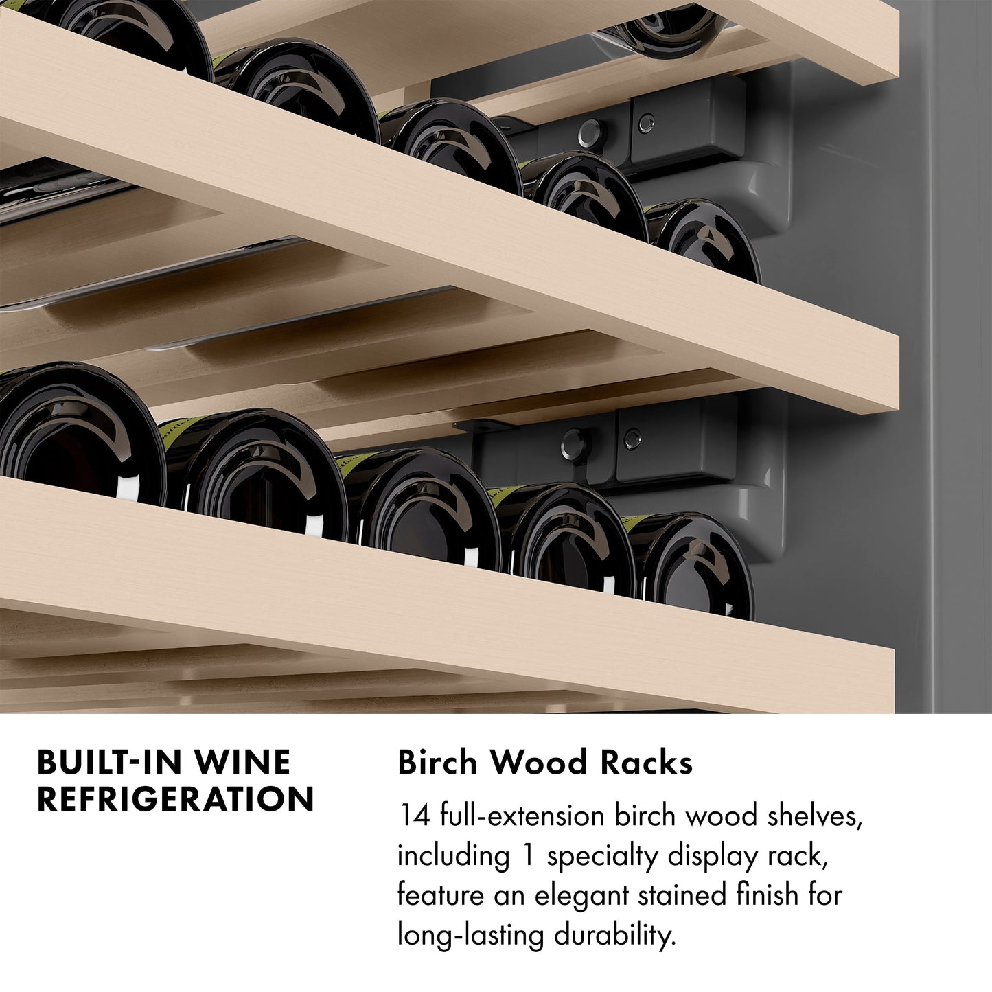 ZLINE Autograph Edition 24 in. 12.4 cu. ft. Triple Zone 100 Bottle Panel Ready Column Wine Cooler with Polished Gold Accents (RBCWVZ-24-G)