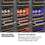 ZLINE Autograph Edition 24 in. 12.4 cu. ft. Triple Zone 100 Bottle Column Wine Cooler in Black Stainless Steel and Champagne Bronze Accents (RCWVZ-BS-24-CB)