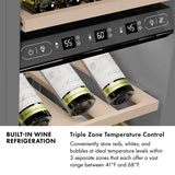 ZLINE Autograph Edition 18 in. 9.0 cu. ft. Triple Zone 68 Bottle Panel Ready Right Hinge Column Wine Cooler with Matte Black Accents (RBCWVRZ-18-MB)