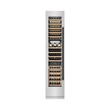 ZLINE Autograph Edition 18 in. 9.0 cu. ft. Triple Zone 68 Bottle Left Hinge Column Wine Cooler in Satin Stainless Steel with Matte Black Accents (RCWVLZ-SN-18-MB)