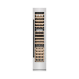 ZLINE Autograph Edition 18 in. 9.0 cu. ft. Triple Zone 68 Bottle Right Hinge Column Wine Cooler in Satin Stainless Steel with Matte Black Accents (RCWVRZ-SN-18-MB)